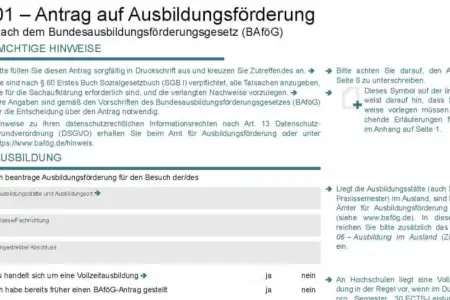 BAföG Formblatt