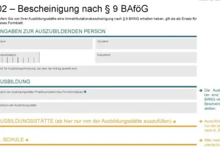 BAföG Formblatt