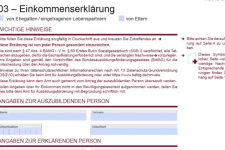 BAföG Formblatt